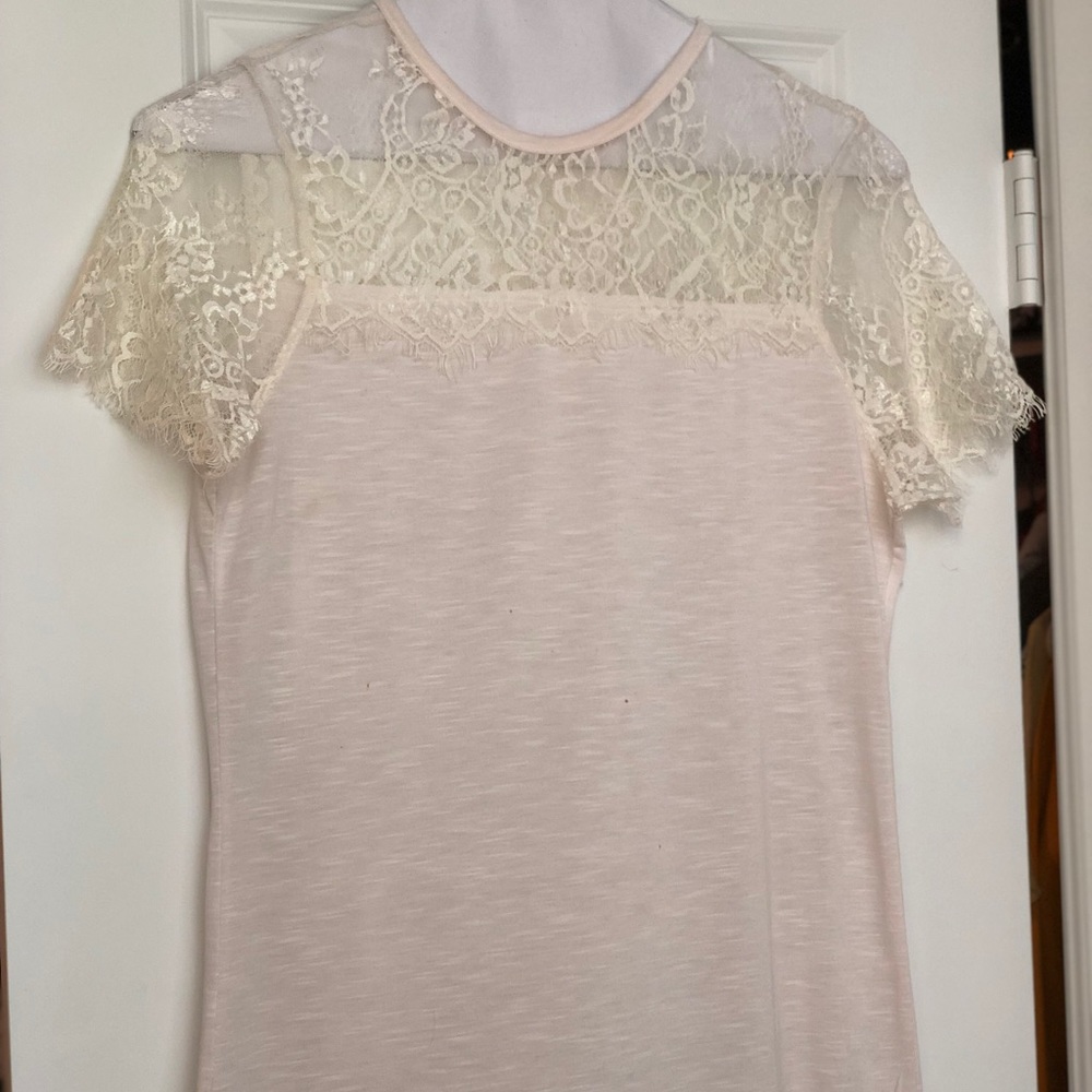 Beige and lace shirt size small